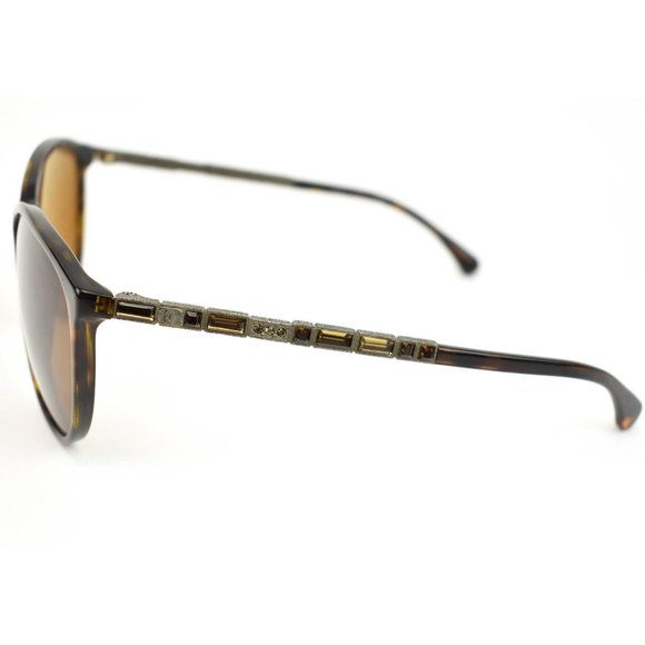 CHANEL "Bijou Cat Eye": Tortoise Brown & "CC" Logo, Polarized Sunglasses (yu) - Picture 2 of 7
